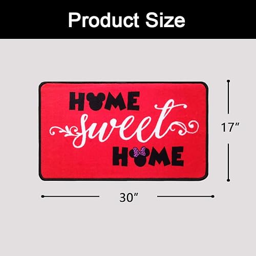 Miniatura 9 de Alfombras de Mickey Minnie Mouse de 17 x 30 pulgadas, bonita alfombra de corazón rojo, antideslizante, para el hogar, dulce hogar, caricatura, azul,