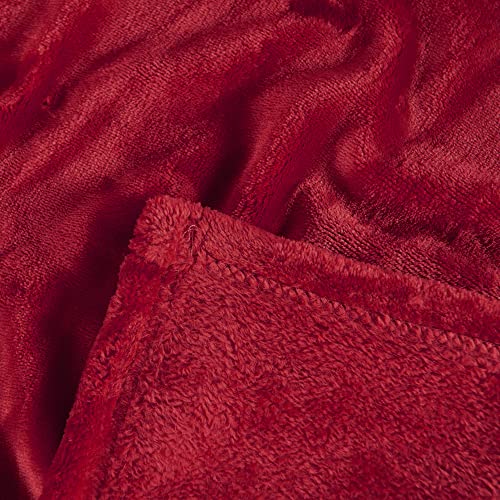 Home Soft Things Red Solid Flannel Fleece Throw Blanket, 90'' X 90'', Super Soft Comfy Fluffy Warm Bed Couch Blanket Cover For Living Room Bedroom Home Décor New Year Gift #TOP5