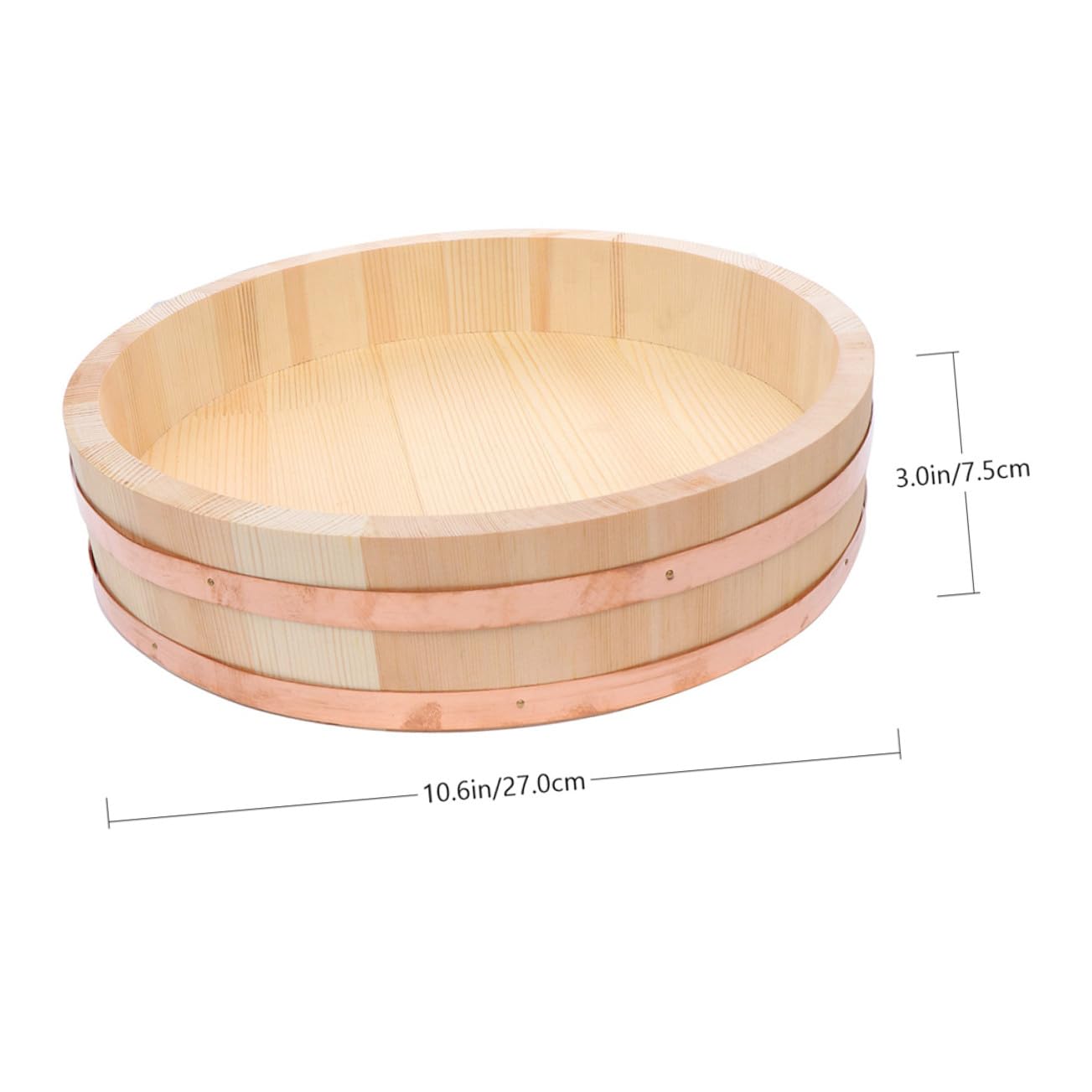 TOYANDONA Tazón De Madera Para Sushi y Bibimbap 30x7,5 Cm, Cuenco Para Mezclar Arroz Natural, Resistente Al Desgaste, Utensilio Tradicional Japonés Para Cocina Asiática, Uso Manual
