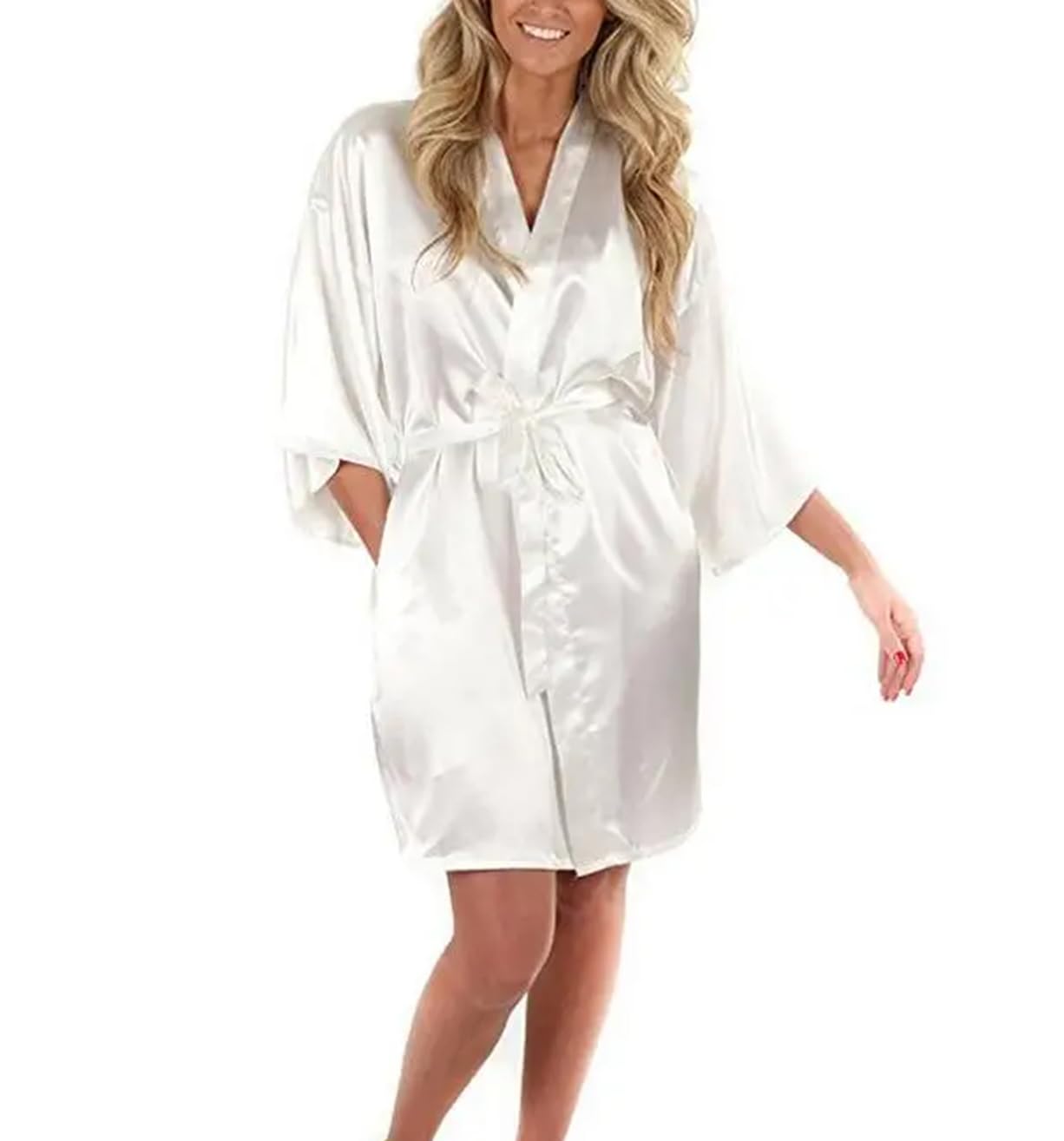 Yeuyyben Nero Cinese Delle Donne Faux Silk Robe Bath Gown Kimono Accappatoio Colore Solido Indumenti Da Notte