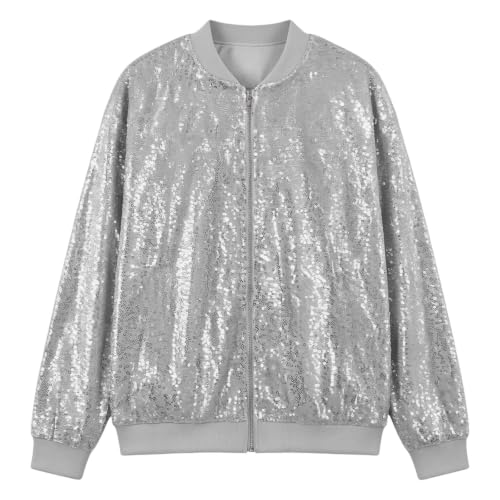 Drymnoc Sequin Jackets For Women Lightweight Sparkly Zip Up Bomber Jacket - image 3