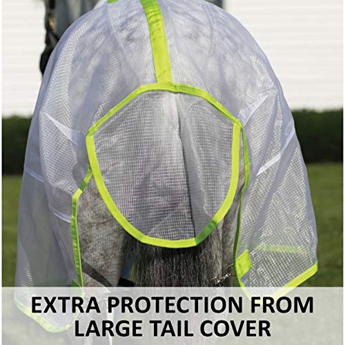 Dura-Tech Ripstop Nylon Mesh Horse Fly Sheet | White/Lime - Size 78 | Stay Cool In The Sun | Bellyband Closure | Double Front Buckle Chest Design | Ideal For Turnout #TOP4