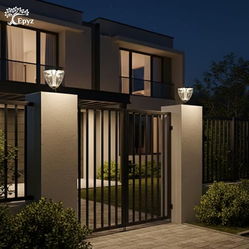 Image of Epyz Solar Gate Pillar Light Outdoor Waterproof Square Shape,2600mah Battery, 3 Type of Lights, Application for Fence, Garden, Wall, Outdoor [ 72LED, Multicolour ]