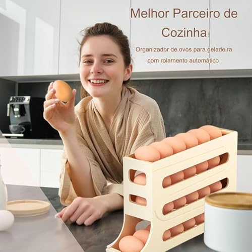 Suporte de ovo de 4 camadas para geladeira suporte dispensador de ovos que economiza espaço, organiz