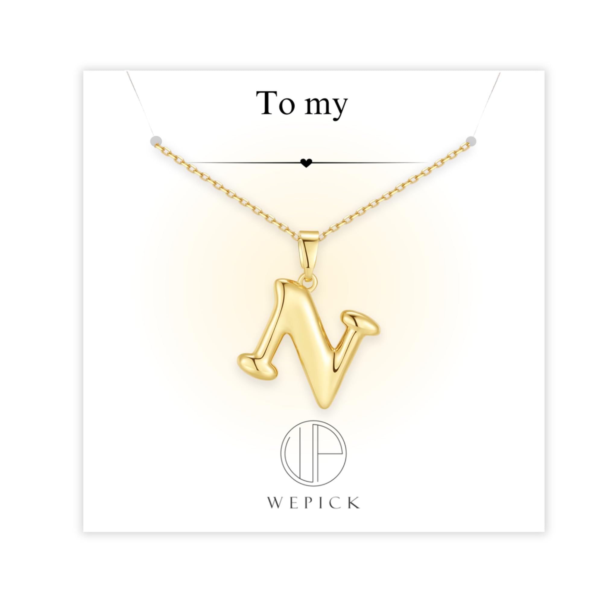 WP WEPICK Bubble Letter Necklace for Women,18K Gold Plated Charm Initial Necklaces Dainty Custom Name A-Z Personalized Pendent Necklace Jewelry Gifts