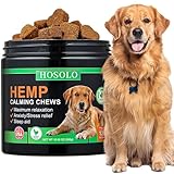 HOSOLO Calming Chews for Dogs, Hemp Dog Calming Treats for Anxiety Relief, Help Promote Relaxation, Reduce Stress, Motion Sickness for Dogs, Sleep Calming Aid, for All Breeds & Sizes, 120 Chews