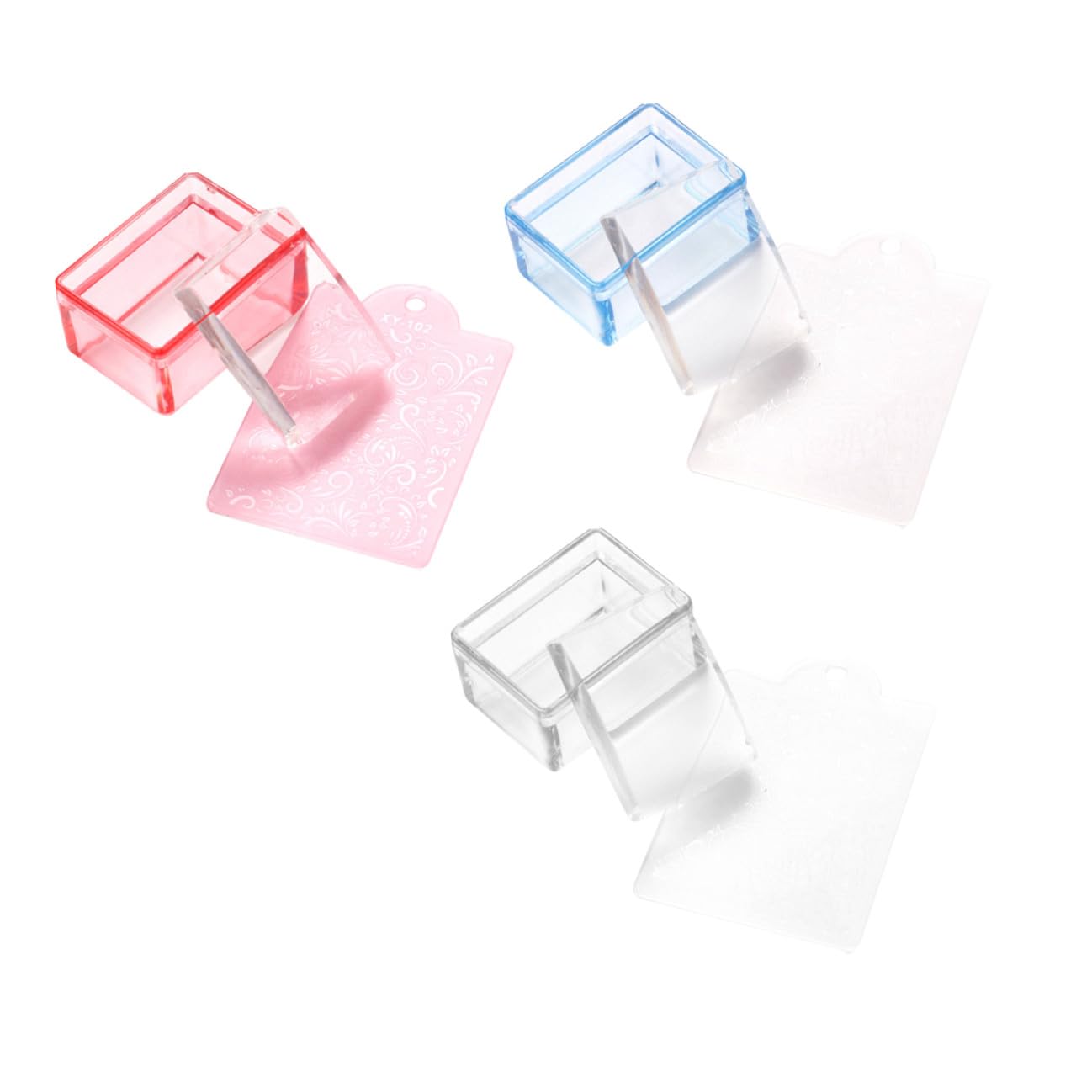 3Pcs Transparent Nail Art Stampers DIY Manicure Stamping Tools for Salon and Home Use Material French Nail Design Kit