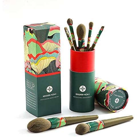 Makeup Brushes, 7pcs Face Eye Uncomplicated Set with Eco Carton Cylinder 2 Cup Box for Powder Concealer Highlighter Foundation Liner Eye Shadow Cover