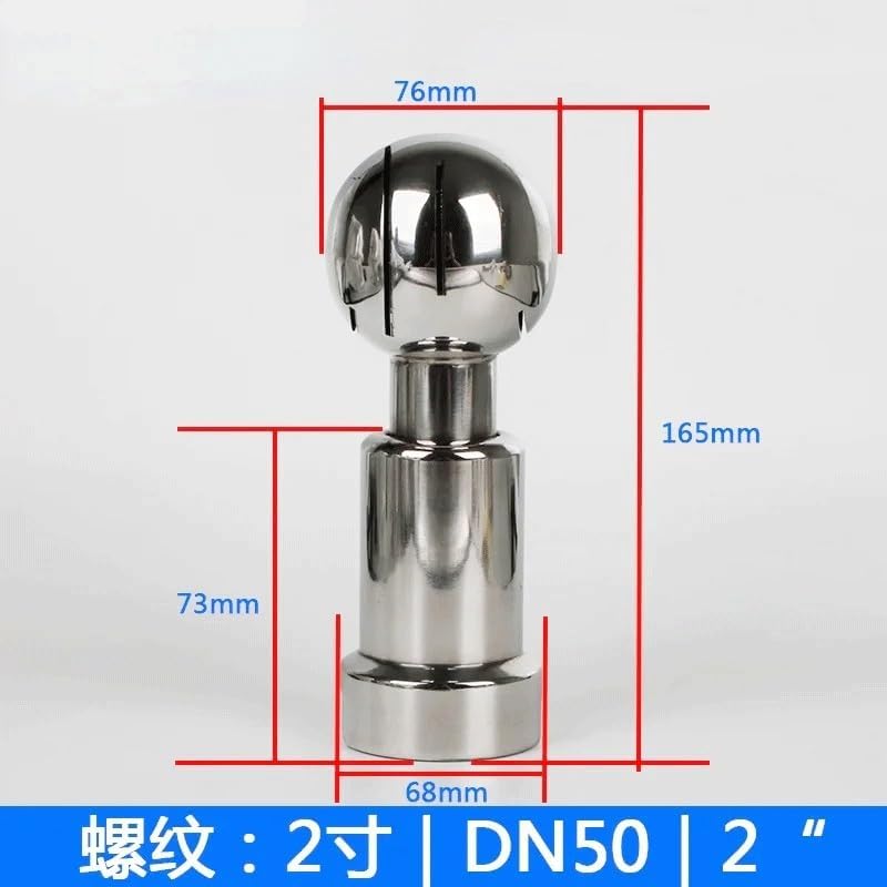 1pcs BSP 304 Stainless Steel Sanitary CIP Tank Cleaning Ball - 360 Degree Rotating Spray for Mechanical Equipment(2 In)