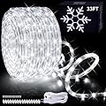 33ft/10m LED Rope Lights, 360 LEDs, Cool White Waterproof Indoor Outdoor Tube Light Rope and Light Strip, Plugin 110V, Connectable Decorative Lighting for Valentine's Day, Deck, Patio, Wedding (6000K)