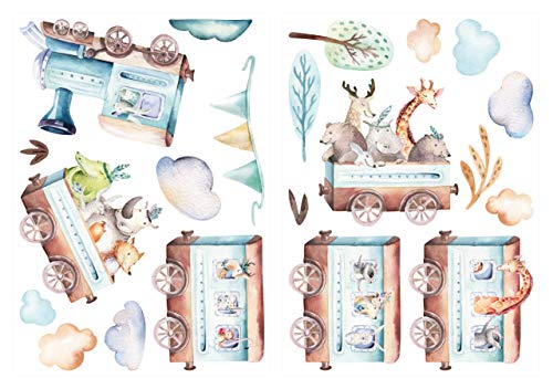 dekodino® Wandtattoo Aquarell Lok, Waldtiere, Safari Tiere Wanddeko Set