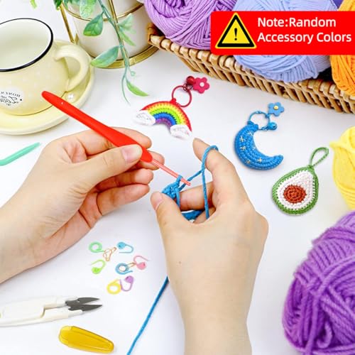 Image of HASTHIP Crochet Kit for Beginners Adults, 107Pcs Crochet Hook Set with Crochet Yarn, Portable Crochet Set Ergonomic Crochet Hooks Travel Knitting DIY Crochet Supplies, Blue