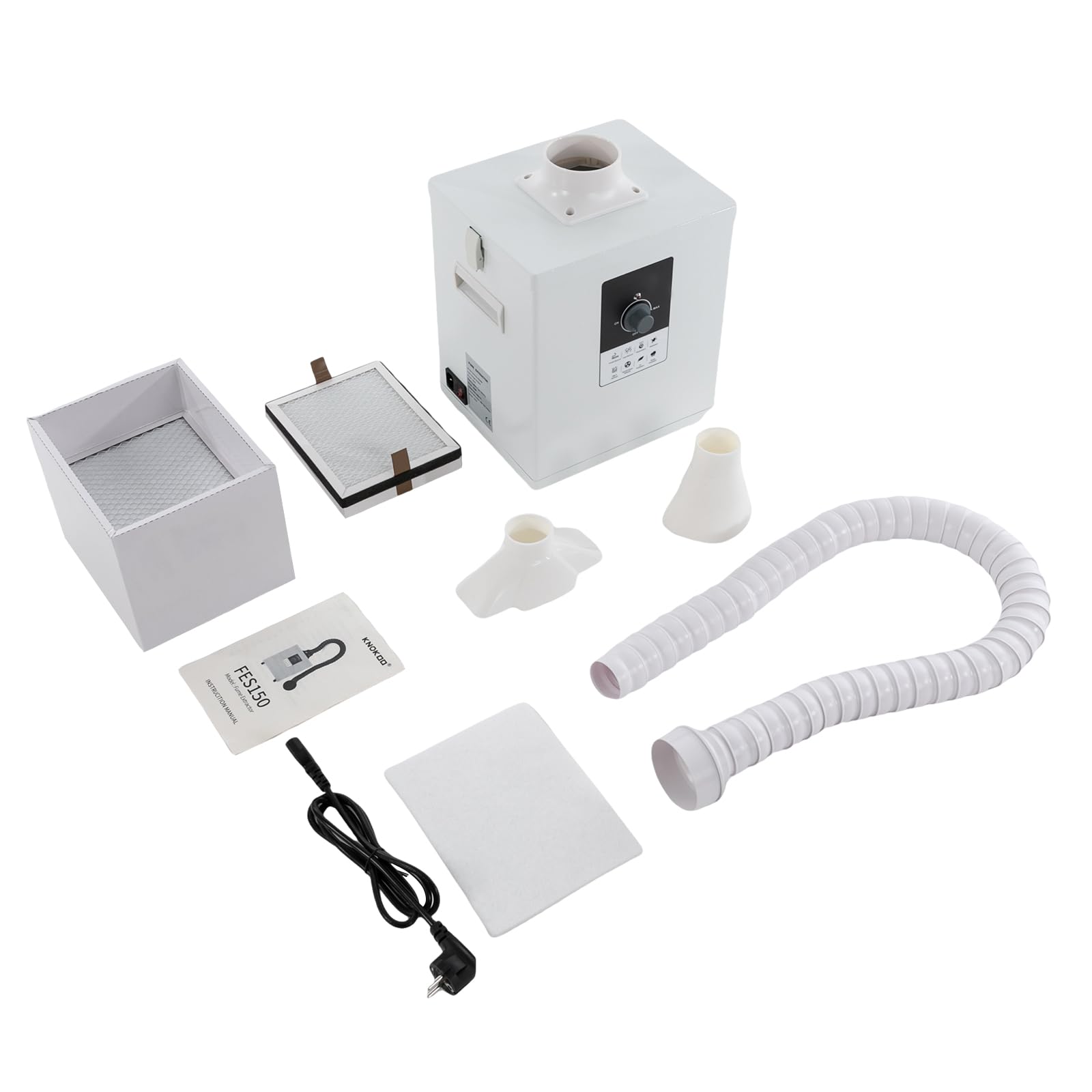 Lötrauchabsorber - Leistungsstarke 258m³/h 150W Absaugung, geräuscharmes, 3-stufiges Filtersystem mit 7 Filtern für lötrauchabsaugung Laserschweißen, Rauchabsaugung und Desktop-Löten(Weiß)