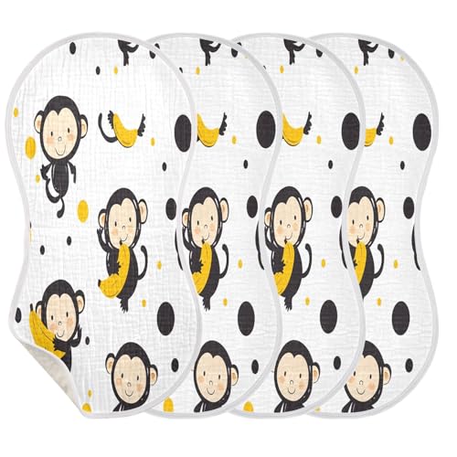 Cartoon Monkey Burp Cloths Cotton Baby Washcloths,Large 22x11in Burping Cloth Absorbent and Soft for Newborn Baby Boys and Girls,2 Pack3