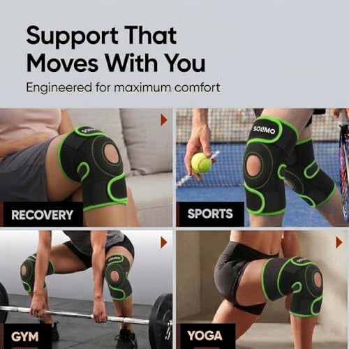 Image of Amazon Brand - Solimo Open Patella Support for Arthritis, Ligament Strain, Joint Comfort & Everyday Stability | Adjustable Compression Knee Wear for Men & Women Universal