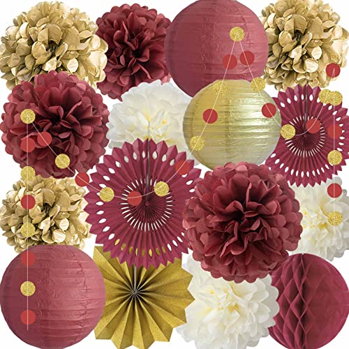 Image of ANSOMO Burgundy and Gold Party Decorations Maroon Graduation