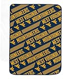 Pegasus Sports NCAA West Virginia Mountaineers Slanted Half Wordmark Ultra Soft Blanket
