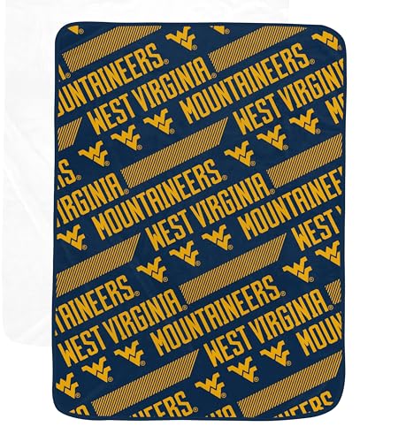 Pegasus Sports NCAA West Virginia Mountaineers Slanted Half Wordmark Ultra Soft Blanket