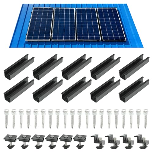 CARLKEMIAN 4 Set Solar Panel Roof Mounting Kit, Aluminum Solar Panel Mounting Rails Bracket Foot for...