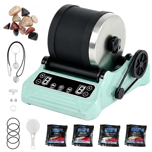 Advwin Rock Tumbler, Professional Electric Rock Tumbler Kit for Adults Kids with 9 Speed & 9-Day Timer, Advanced Rock Polisher (Green)