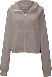 Mintuse Moletom feminino de manga comprida com lapela e meio zíper