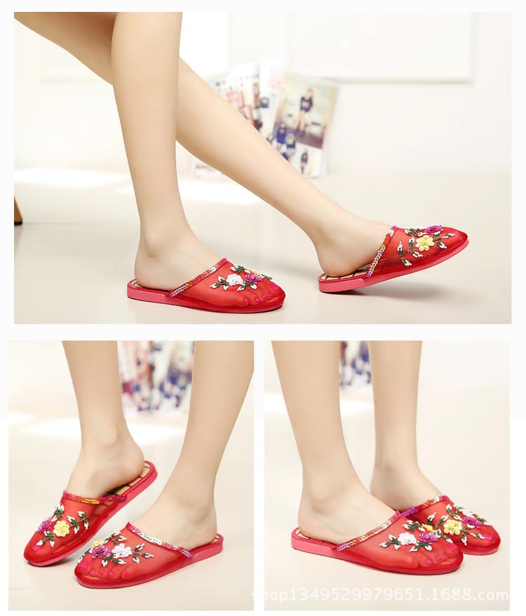 Chinese Mesh Slippers for Women - Summer Floral Hollow Mesh Slippers3