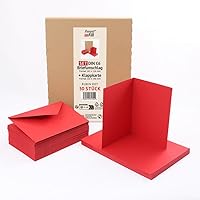 PresentFill® 50er Set blanko Falt-Karten inkl. Briefumschläge ohne Fenster Rubin Rot I Klappkarten DIN A6 I Umschläge C6 I Made in Germany I 100% Recycling Kraftpapier I Blauer Engel zertifiziert