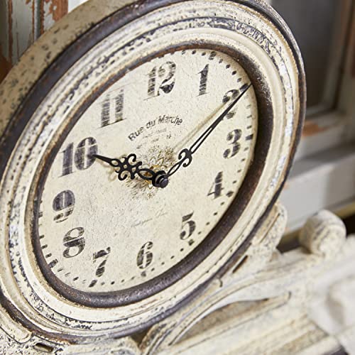 Deco 79 Wood Scroll Clock, 16" X 4" X 15", White #TOP2