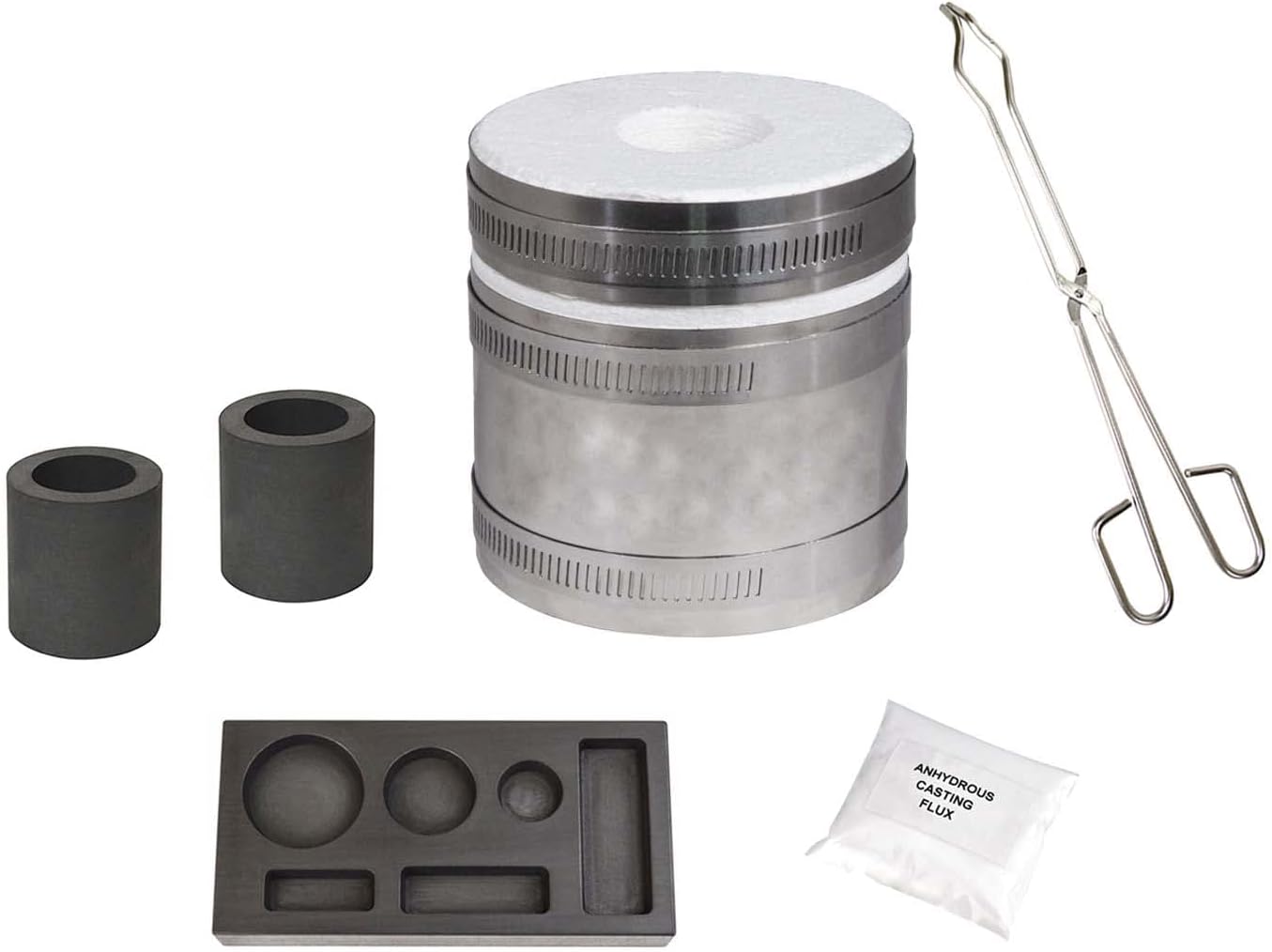 Tabletop PRO Kiln Propane Furnace 6 Cavity Graphite Ingot Combination Ingot Mold Gold Silver Melting Casting Refining Set