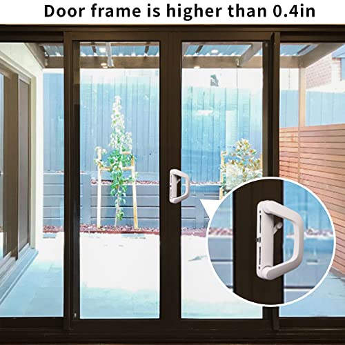 Cambividas Sliding Patio Door Handle Set With Mortise Lock Fits Sliding Glass Patio Door Thickness From 0.75Inch To 1.4Inch, 4-15/16Inch Screw Holes, Lock Outside, Reversible Design (Non-Keyed, White) #TOP3