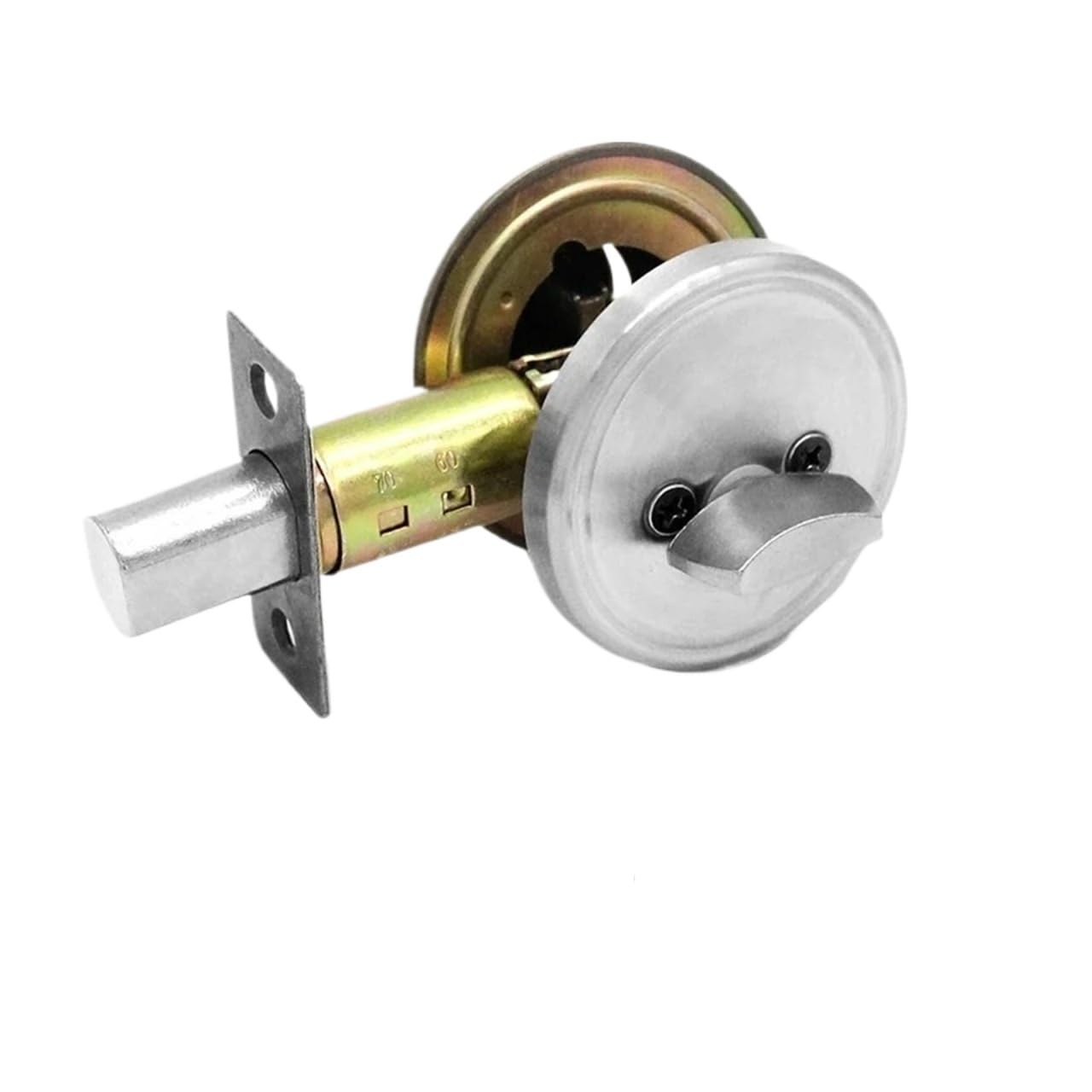 BSAXITHZB 1 Set of Stainless Steel Invisible Door Lock Single-Sided Round Indoor Wooden with Key(Silvery)