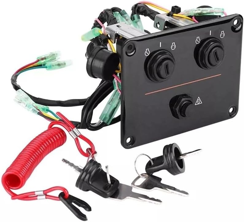 Outboard Dual Engine Key Switch Panel Assembly Fits 6K1-82570-08-001 Boat