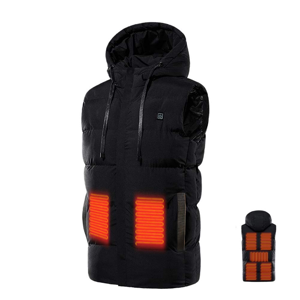 Kamizelka ogrzewana, 7 Ogrzewanie strefowe Outdoor Camping Piesze wycieczki Wędkarstwo Ciepłe zimowe ubrania męskie Elektryczny grzejnik USB Kurtka termiczna, niebieska, 5XL(Black,M)