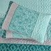 Cottolester Teal Quilt Set,Boho Bedspread Queen Size,Blue Sriped Plaid Bedding Set Soft Microfiber Quilt with 2 Pillow Shams 96