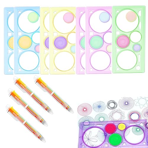 CJAPGJW 11er Set Spirograph, Kreatives Malspielzeug für Kinder, Mitgebsel Kindergeburtstag, Sechsfarbige Kugelschreiber, Spirograph Lineale, Party Geschenk Mitgebsel für Kindergeburtstag 10 Jahre