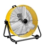 WARMLREC Industrial Fan 24 Inch Heavy Duty Drum 3 Speed 8900 CFM Air Circulation High Velocity Fan For Warehouse, Workshop, Factory, Commercial, Residential and Greenhouse Yellow