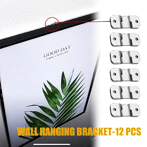 Image of Mirro Hanging Hardware Buckle Wall Brackets for Hanging 1.73x0.75 Inch Stainless Steel Picture Frame Mounting Hardware 12 PCS Z Brackets French Cleat Hanger Picture Hanging Brackets with Screws-Silver