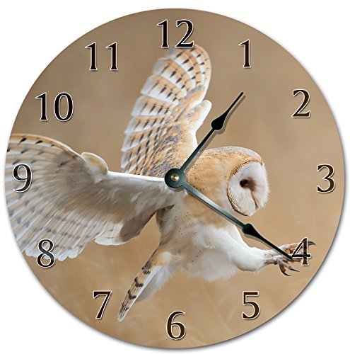 Marvelous Barn Owl Wooden Wall Clock Silent Modern Wall Clock for Living Room Bedrooms Children Rooms Wall Art 12x12 in