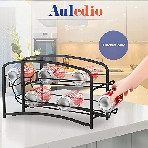 Auledio Stackable Beverage Can Dispenser Rack, Storage Organizer Holder For Canned Food Or Pantry Refrigerator,Black(2 Pack) #TOP6