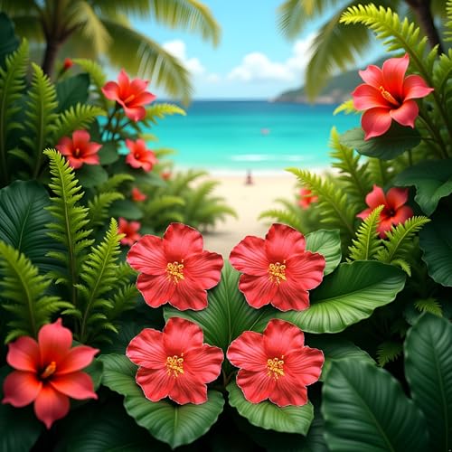4Pzs Pinzas para el cabello con flores rojas hawaianas 8 cm miniatura 4