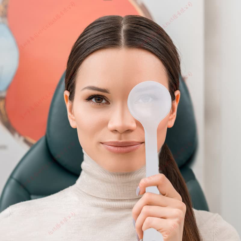 Image of Translucent White Eye Occluder for Eye Exam for Vision Check | Single Ended Paddle Style with Mini Hand Pointer Stick