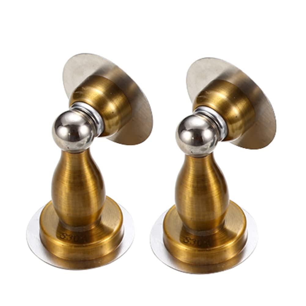 Nvsfzgiyg Yellow Bronze Door Wedge Stoppe, Stops, Stoppers,Metal Magnetic Stop Punch-Free Self-Adhesive Floor Stopper Home Office Wall Bumper, 2 Pcs-Black||81Mm