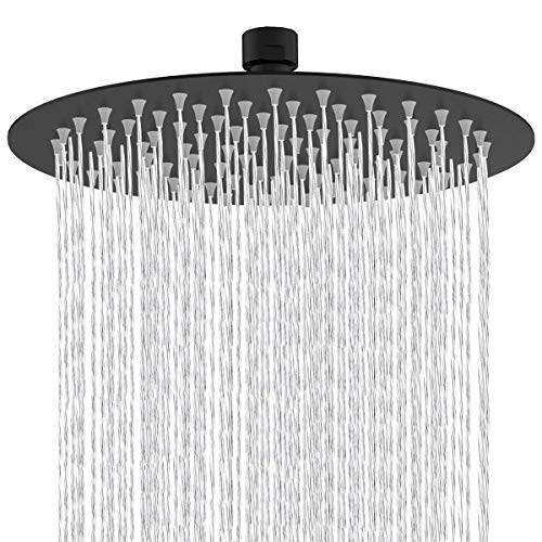 10 pouces pommeau douche Rond fixe tête de douche en acier inoxydable 304 Noir à 180 ° rotatif...