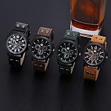 Bokeley Mens Watches Fashion Leather Analog Quartz Watch Men Sport Waterproof Luxury Brand Casual Watch (Black)