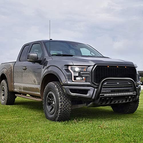 Autosaver88 Bull Bar With Led Light Bar Compatible For 2004-2023 Ford F-150//2003-2014 Navigator 3" Tubing Front Grille Brush Push Bumper Guard Include Skid Plate Light Mount Black #TOP6