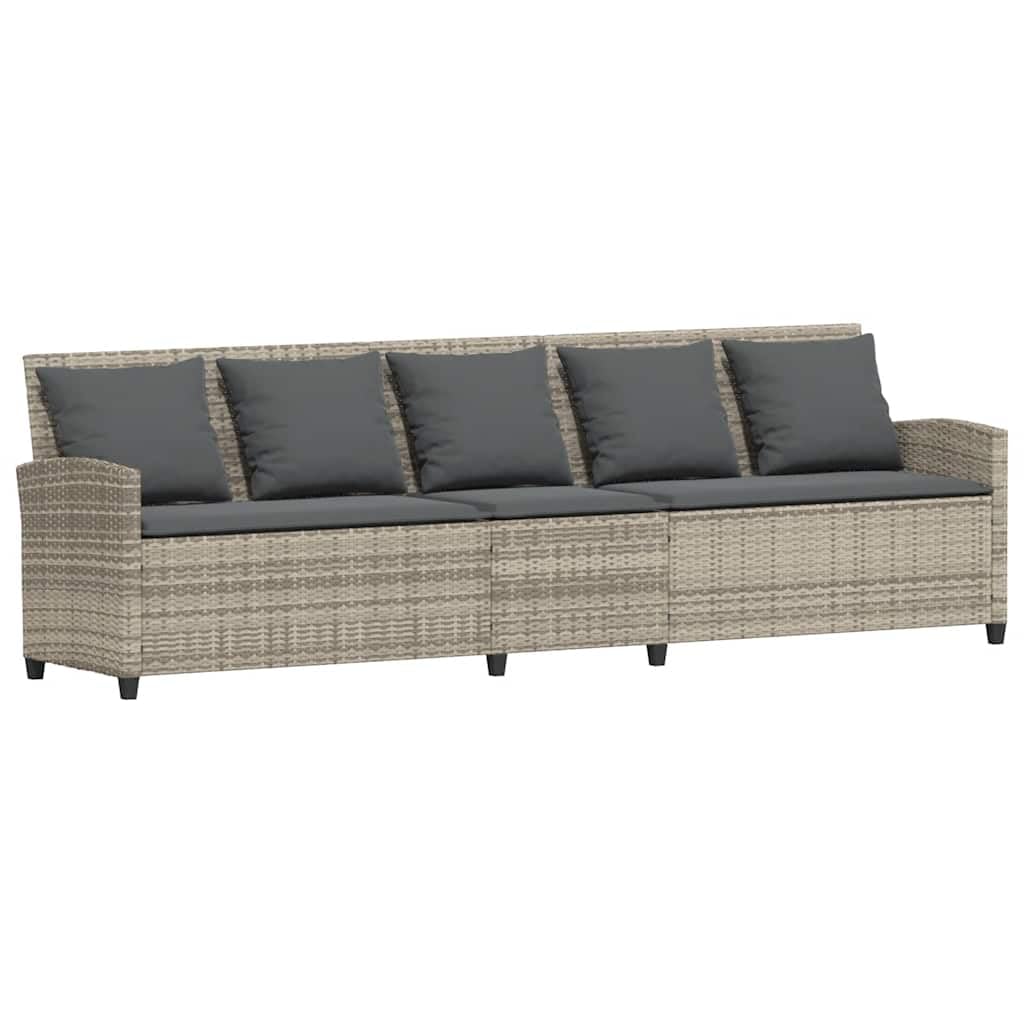 vidaXL Divano da Giardino con Cuscini 5 Posti Grigio Chiaro Polyrattan, Divano da Esterno, Divano da Giardino a 5 posti, Divano da Esterno a 5 posti