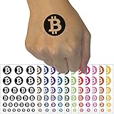 Bitcoin Symbol Inverted on Dark Background Cryptocurrency Money Temporary Tattoo Water Resistant Fake Body Art Set Collection - Orange (One Sheet)