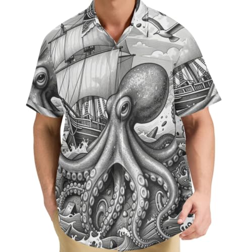 Chemise Kraken homme vintage tentacule de mer vêtement fête taille S