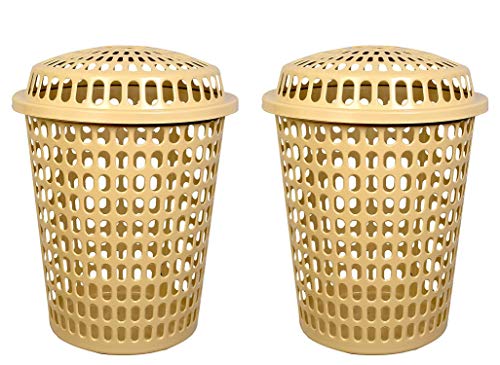 Image of Durable 50 L 2 Laundry Basket with Lid (Cream)