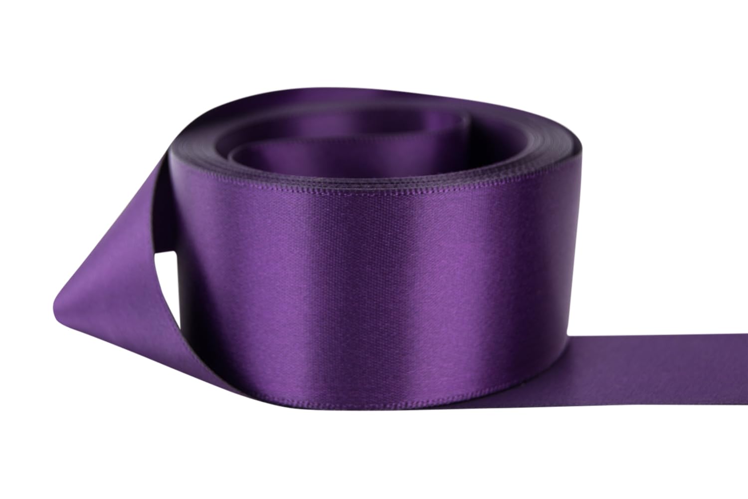 Ribbon Bazaar Double Faced Satin - Premium Gloss Finish - 100% Polyester Ribbon for Gift Wrapping, Crafts, Scrapbooking, Hair Bow, Decorating &amp; More - 5/8" Plum 50yd Spool